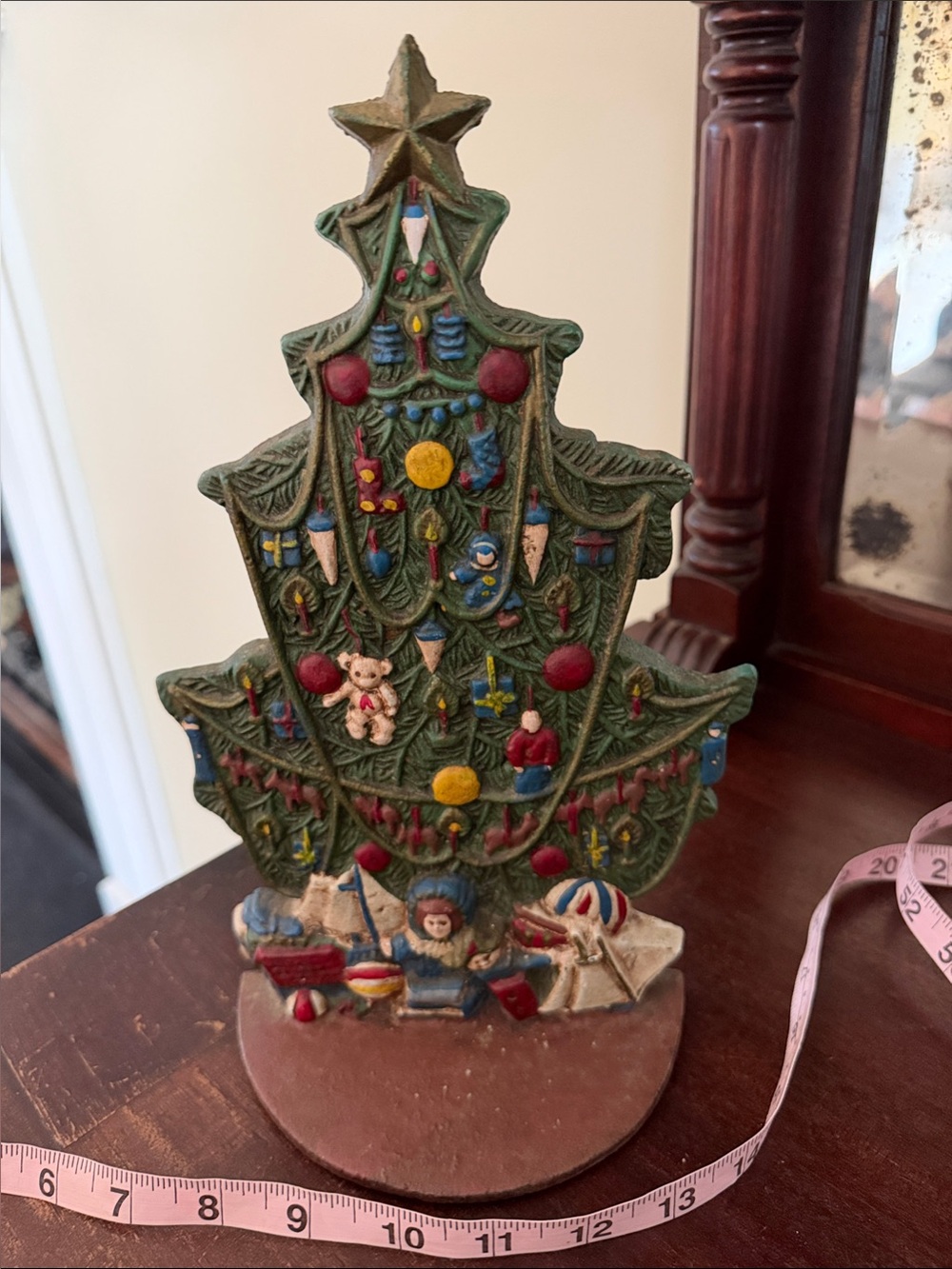 Vintage Doorstop Cast Iron Christmas Tree Decorations Holiday Festive Decor